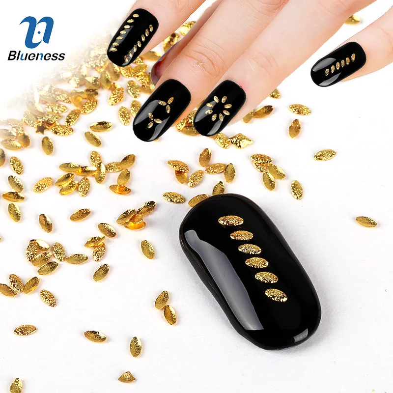 Matte Horse Eye Design Charm Nail Studs Rhinestones Decorations Gold