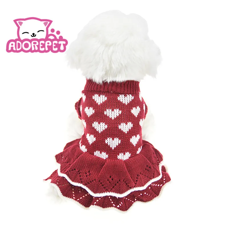 

Small Dog Sweaters Shirt Winter Warm Dog Princess Dress Tutu Skirt Hoodie Knitted Clothes For Dog Female Girl Dachshund Corgi