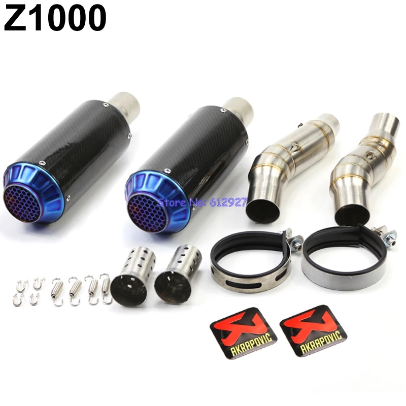 

Motorcycle Z1000 Slip On Exhaust Pipe Muffler and Mid Pipe Link Pipe Set Akrapovic Motorbike Exhaust Escape with DB Killer