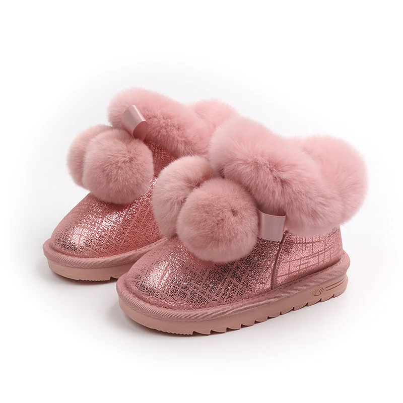 

Princess Girls Boots Winter Shoes For Baby Girls Rubber Boots Kids Boots Children Winter Warm Footwear Real Leather Snow Boots