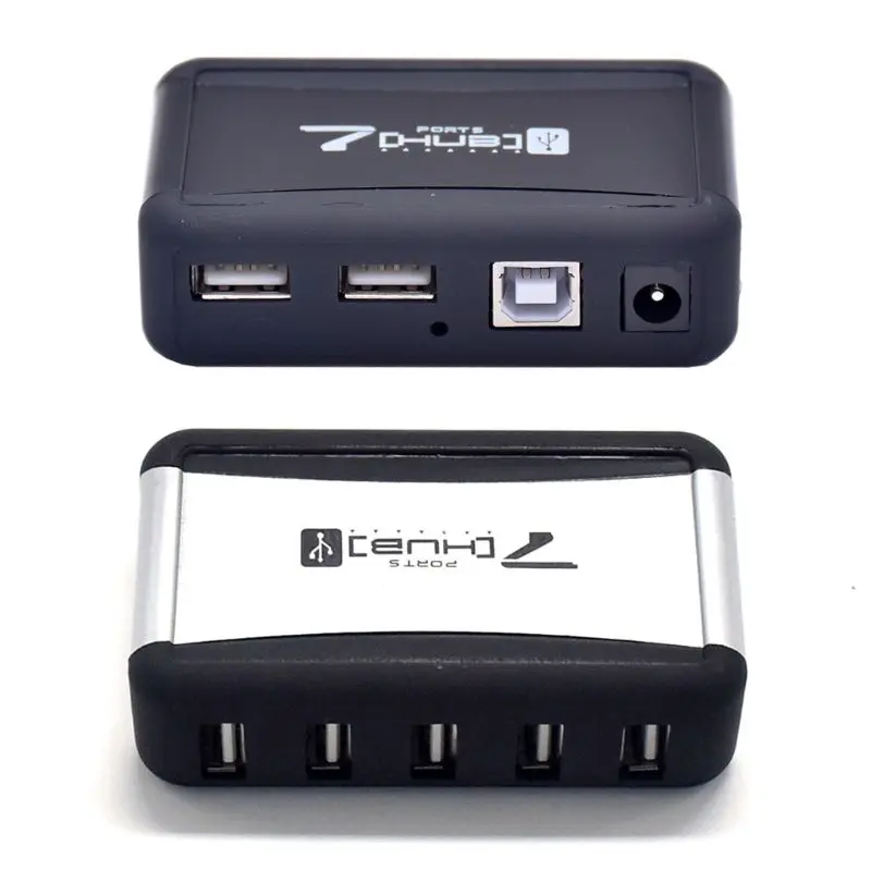 Концентратор для ПК ноутбук USB 2,0 конвертер AC адаптер питания 7 портов высокоскоростной прочный разъем США/ЕС