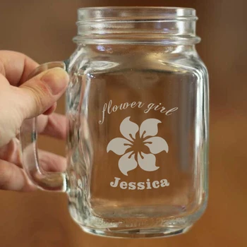 

Flower Girl and Flower Pattern of Marson Jar Glass Bottle Custom Storage Bottle & Jars Personalized Fashion Mason Jar Party Deoc