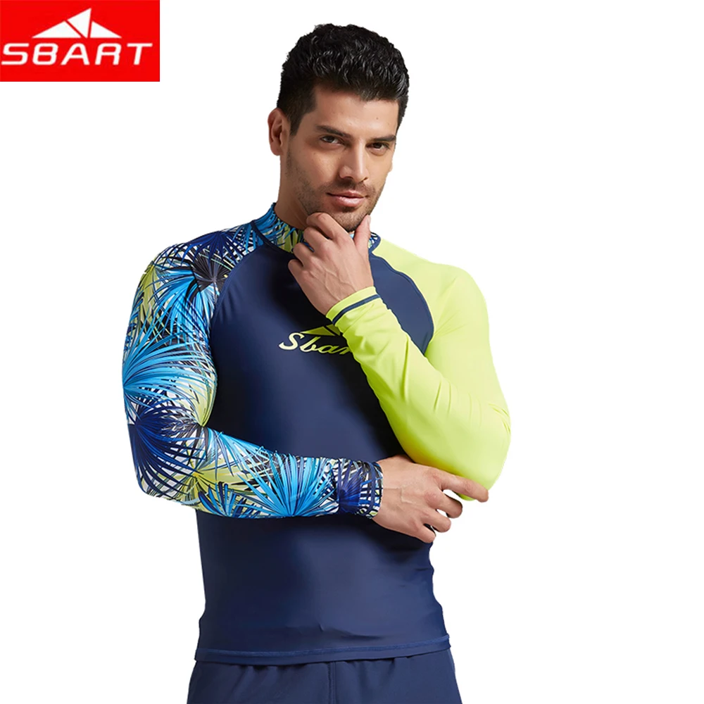 

SBART Men Surf Rash Guards Top Lycra Long sleeve UPF50+ Quick Dry Surf-clothes Man Swim Kitesurf Windsurf Dive T-Shirt Plus 3XL