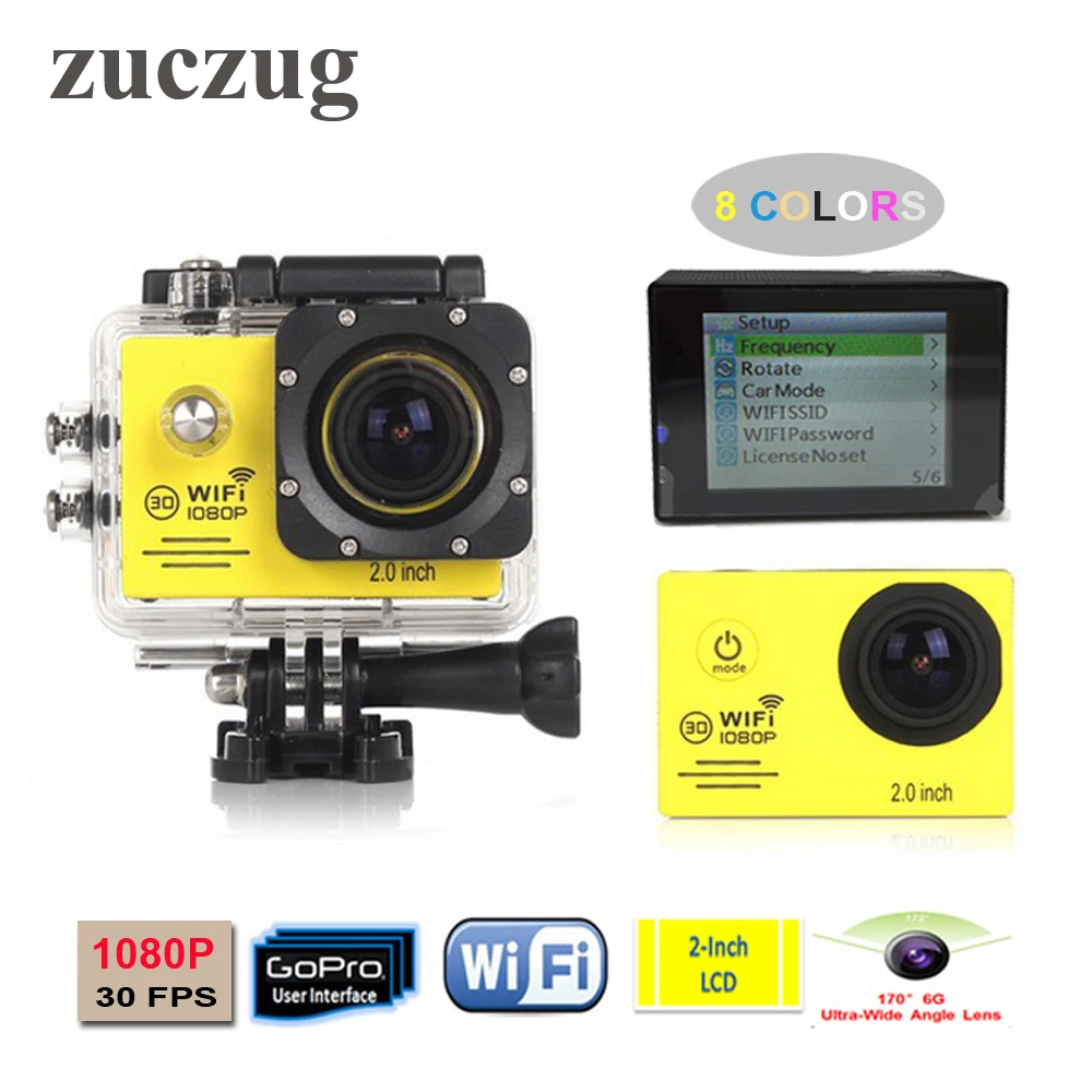 

ZUCZUG2.0" LCD HD WiFi Sport DV similar SJ7000 Action Camera Camcorder 30m Diving Waterproof DV Helmet Video Camcorder DVR