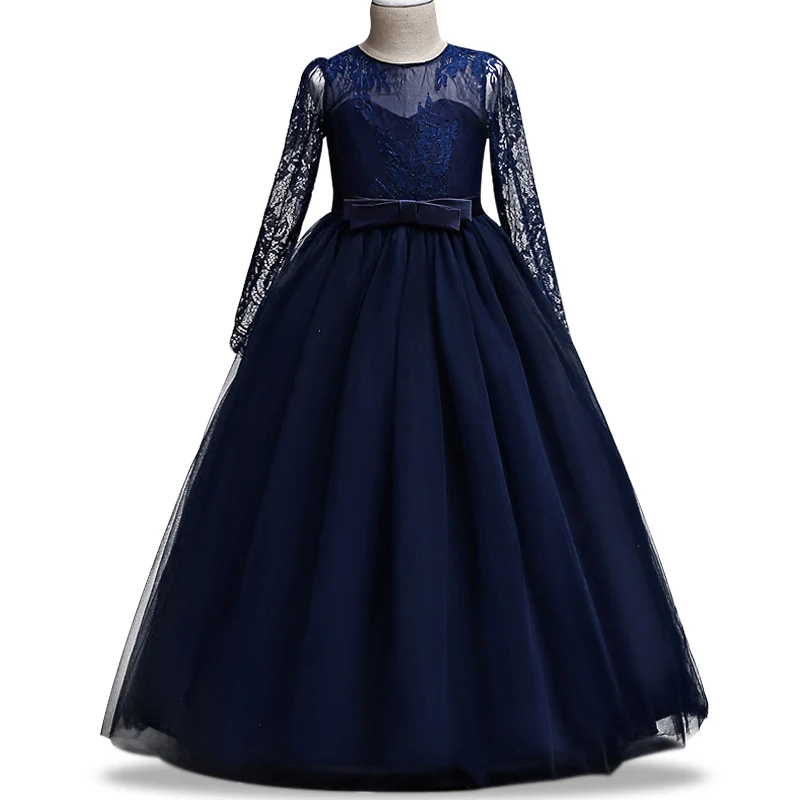 

Tulle Lace Infant Toddler Pageant long Flower Girl Dresses for Weddings and Party First Communion Dresses For Girls Summer 3-12Y