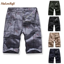 HuLooXuJi мужские карго шорты 5 цветов Летняя мода с принтом, повседневная, свободная многокарманная оснастка уличные шорты Размер США: 30-38