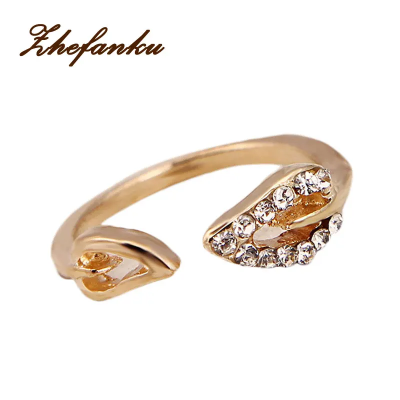 

New Arrival Fashion 1 pcs Two Leaves Imitation Quartz Couple Rings Korean Female Vintage Fashion Jewelry Anillos