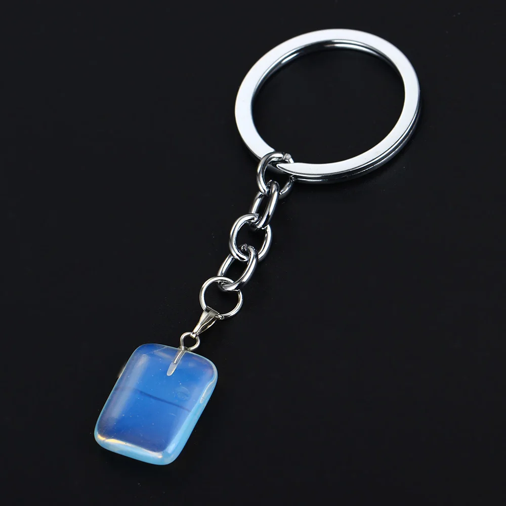 Fashion Opal Natural Gem Stone Keyring Friend Key Rings Chain