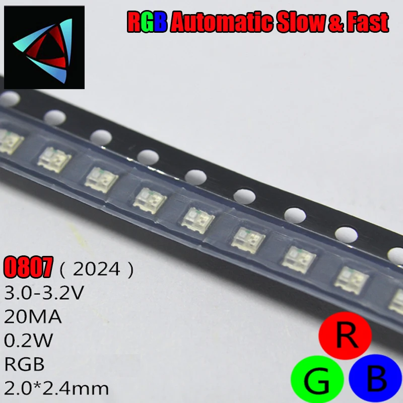 100 шт. 0807 медленно быстро мигающая RGB SMD Светодиодная лампа 0805 Flash Diode красочная DIY |