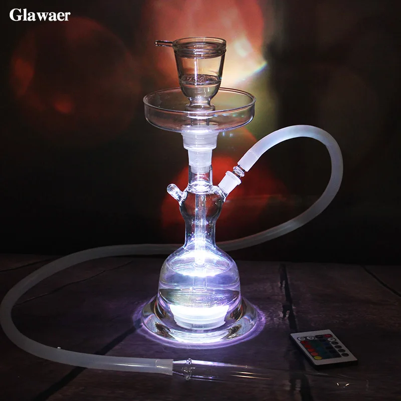 Classical High Borosilicate Glass Hookahs with LED Tray Carbon Plate