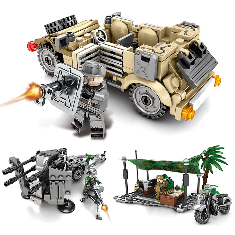 

646pcs Military series Tank armored vehicle mini military command center Model Building Blocks Toys For Children Gifts