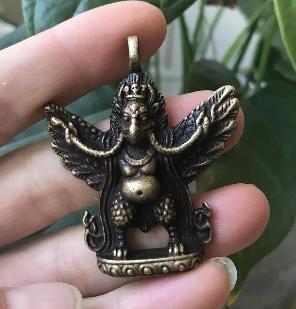 

Tibet Buddhism Classy Old Copper Garuda Dhwaja Bird Amulet Pendant Necklace