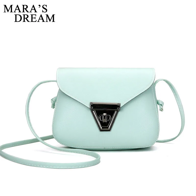 مارا حلم 2019 أزياء النساء صغيرة أكياس Crossbody بو الجلود الحلوى اللون صغيرة رفرف حقائب كتف للفتيات حقيبة ساعي
