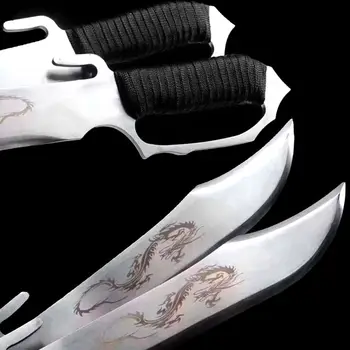 

A Pair Chinese Tradition WuShu Double Knife Wing Yong Chun Butterfly Dao Swords Sharp High Carbon Steel Blade/Leather Sheath