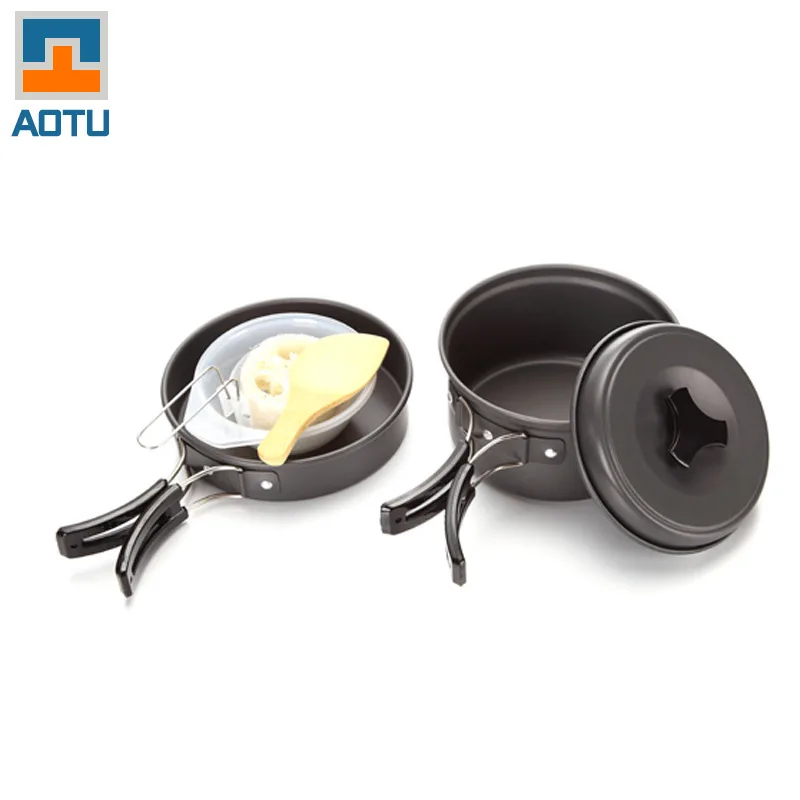 8pcs set Outdoor Camping Hiking Cookware Backpacking Cooking Picnic Bowl Pot Pan Set