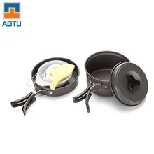 8pcs set Outdoor Camping Hiking Cookware Backpacking Cooking Picnic Bowl Pot Pan Set