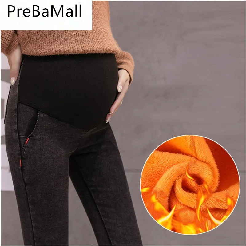 

Fahion Velvet Maternity Jeans Pants For Pregnant Women Warm Winter Maternity Leggings Thickening Pregnancy Trousers B0520