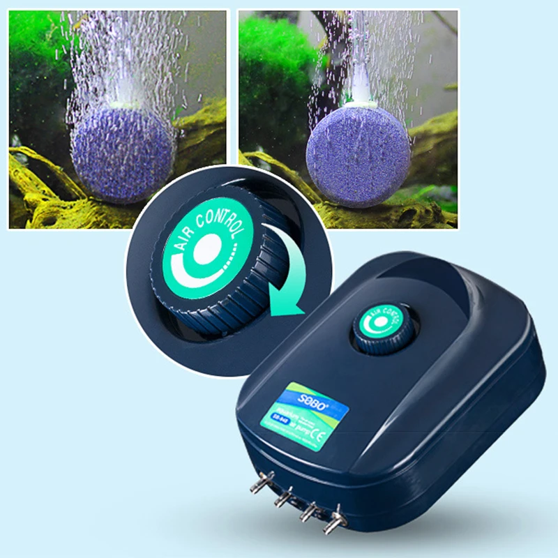 Silent High Power Adjustable Aquarium Air Pump Fish Tank Submersible Oxygen Air Pump Fish