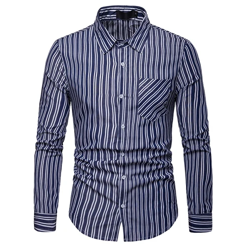 Mens Classic Vertical Striped Shirt New Spring Soft Comfortable Male