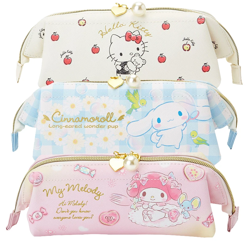 

Cute Cartoon Cinnamoroll My Melody Make Up Pouch Beauty Case Wide Open Storage Cosmetic Bag Large School Pencil Case Pen Bag