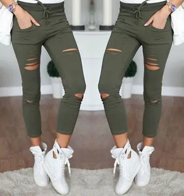 new 2018 Skinny Jeans Women Denim Pants Holes Destroyed Knee Pencil Pants Casual Trousers Black White Stretch Ripped Jeans new 2018 Skinny Jeans Women Denim Pants Holes Destroyed Knee Pencil Pants Casual Trousers Black White Stretch Ripped Jeans