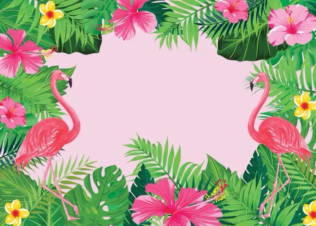 7x5FT Tropical Jungles Light Pink Flowers Flamingo Custom ...