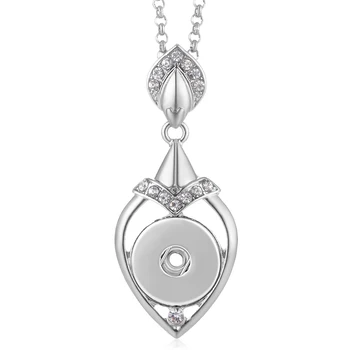 

10pcs/lot Vocheng Ginger Snap Button Necklace Love Pendant Inlaid Crystal 18mm with Stainless Steel Chain NN-569*10