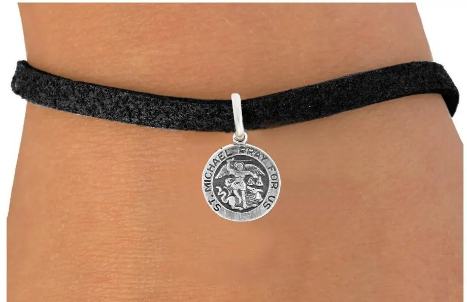 Zinc Alloy St Michael Pray For Us Religious Charm Hand Woven Rope Zinc Alloy St Michael Pray For Us Religious Charm Hand Woven Rope Leather Pendant Bracelets In From Jewelry Accessories On