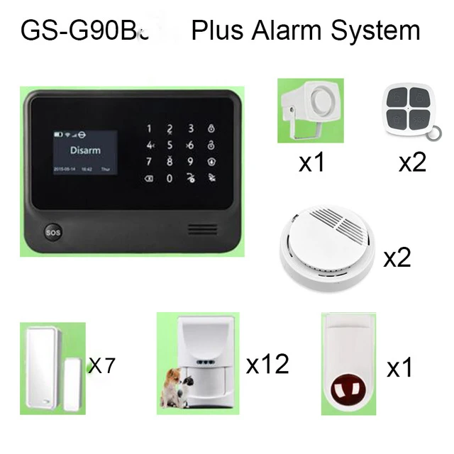 GS G90B Plus Burglar Alarm System with Pet Friendly PIR Detector Smoke