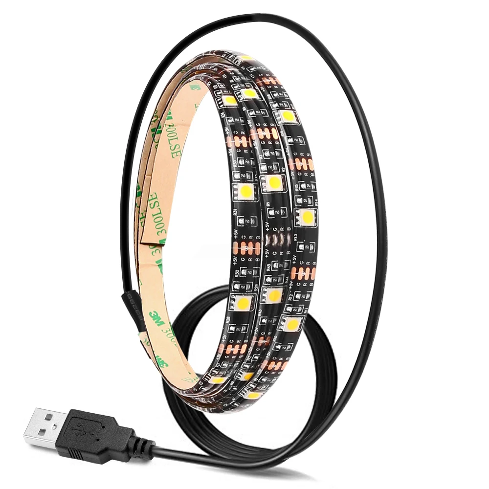 Гибкая Светодиодные ленты USB теплые/холодный белый SMD 5050 свет Водонепроницаемый