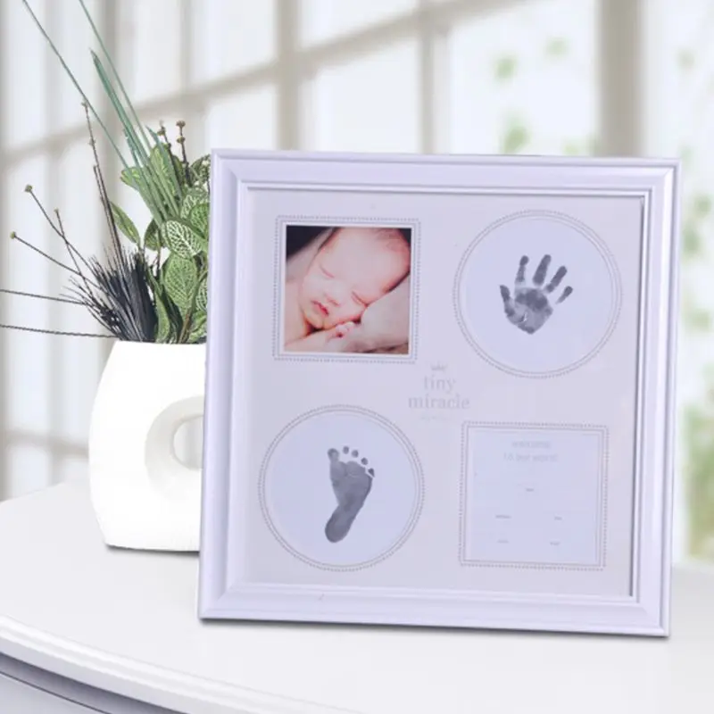  Baby Hand Foot Print Mud Photo Frame Newborn Souvenir Hundred Days New Parents Creative Gifts