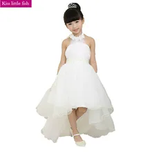 Цветок платья для девочек, держащих букет невесты на свадьбе; элегантное платье со шлейфом Платье Быстрая отправка; платье принцессы