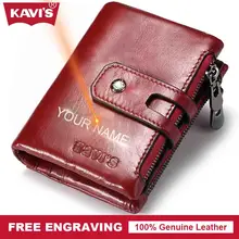 KAVIS Free Engraving Vintage Genuine Leather Wallet Men PORTFOLIO Gift For Male Cuzdan Portomonee Perse Coin Purse Pocket Vallet