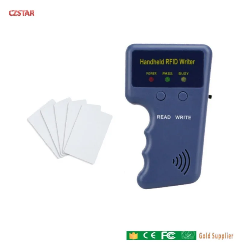 Handheld 125KHz EM4100 TK4100 RFID Copier Writer Duplicator Programmer Reader+ 5pcs EM4305 T5577 Rewritable ID Keyfobs Tags - Цвет: Copier with 5 card