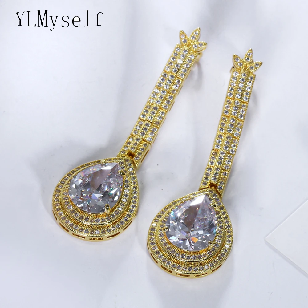 Big waterdrop earrings for wedding party luxury color jewelry jewellery white Green Black Red and Gold colors large drop earring