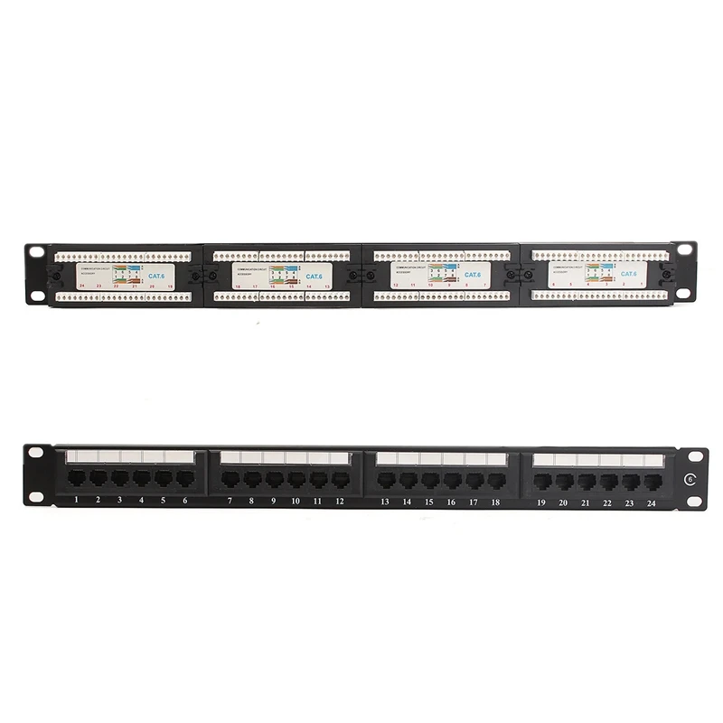 

RJ45 CAT6 24 Port/Wst CAT5E Patch Panel -1U for 19 Inch Rack Mount Ethernet Network LAN Adapter Connector Cable Mount Bracket