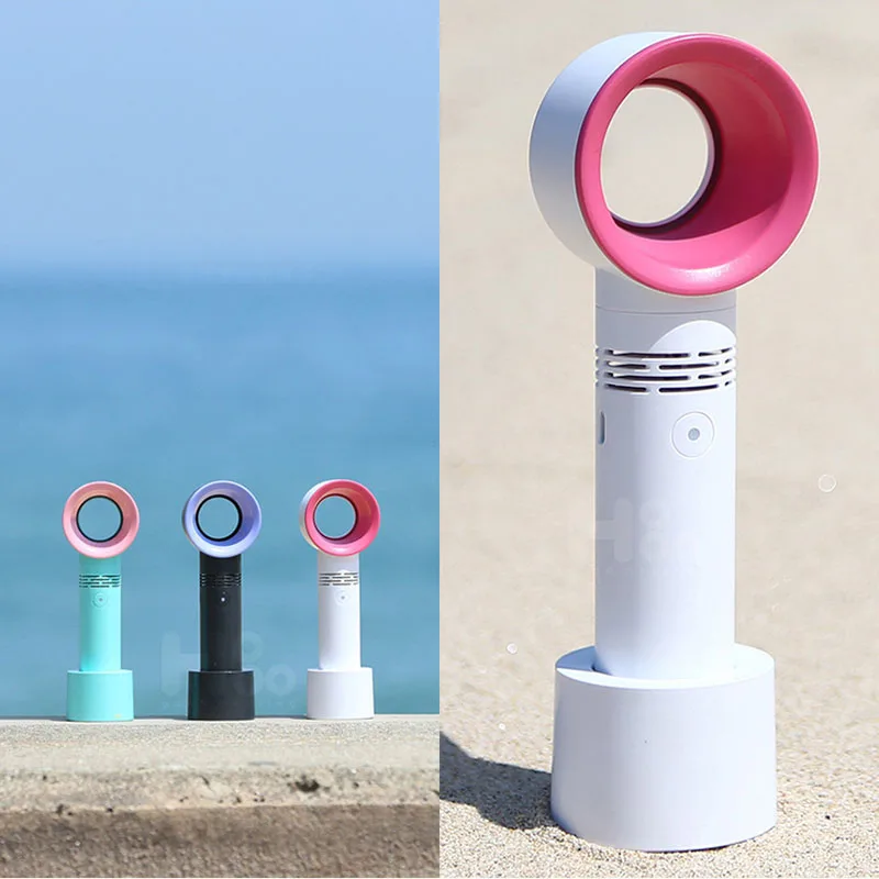 

No-blade USB Mini Hand Fan 3 Modes Speed Electric Fan Rechargeable Portable Air Conditioner Built-in 2000mah Battery