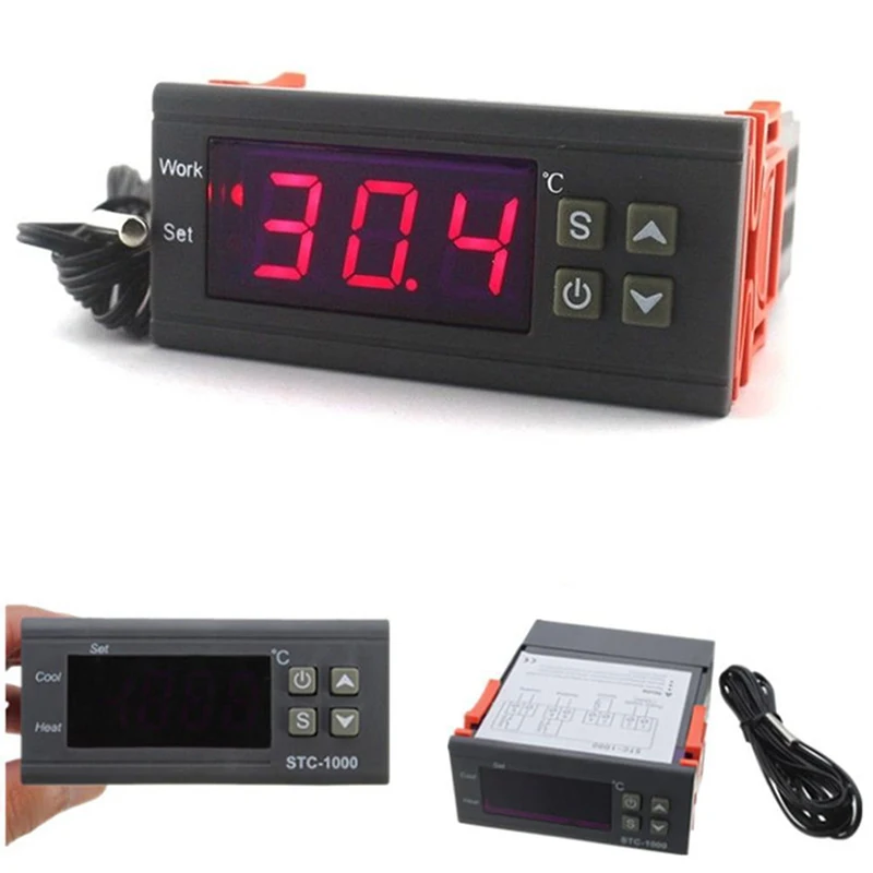1pcs Temperature Controller Digital Temperature Controller Thermostat Incubator 110-220V with Heater and Cooler