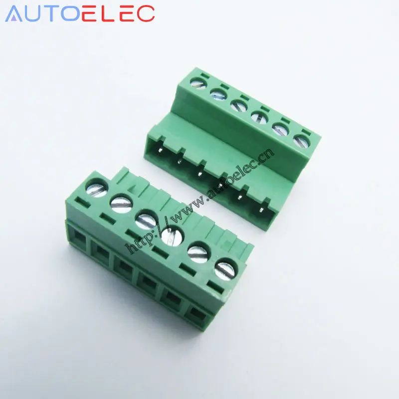 100pcs 5.08mm Pitch 6 Pins male&female Pins PCB Electrical Screw