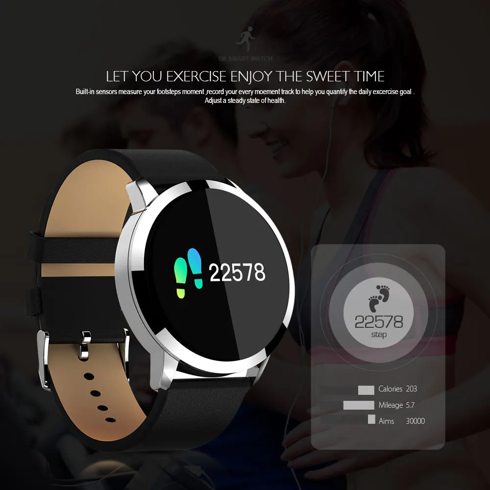 Смарт часы VERYFiTEK Q8 с монитором сердечного ритма кислородные IP67 шагомер мужские и