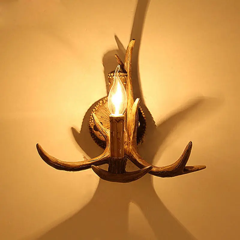 

SETTEMBRE American Country Style Antler Wall Lamp Bar Corridor Dining Room Bedroom Wall Sconces Lights Fixtures