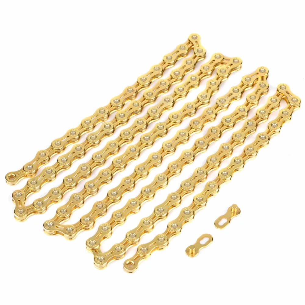 Discount Ultralight Hollow Golden Chain 116 Links Replacement Parts for Fixed Gear Road Bike Mountain Bicycle 2 Discount Ultralight Hollow Golden Chain 116 Links Replacement Parts for Fixed Gear Road Bike Mountain Bicycle 2