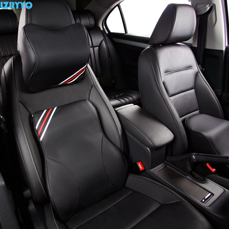 

1Pcs Car Seat Lumbar Support Pillow Spine Pain Lumbar Back Cushion Memory Cotton Headrest Breathable Lambskin Car Accessories