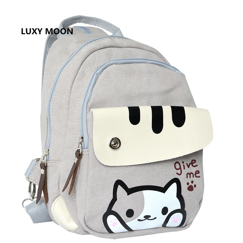 

Funny Cat Backyard Design Canvas Backpacks for Women Mini Lolita Backpack School Bags Travel mochila gato for Teenage Girls Q041