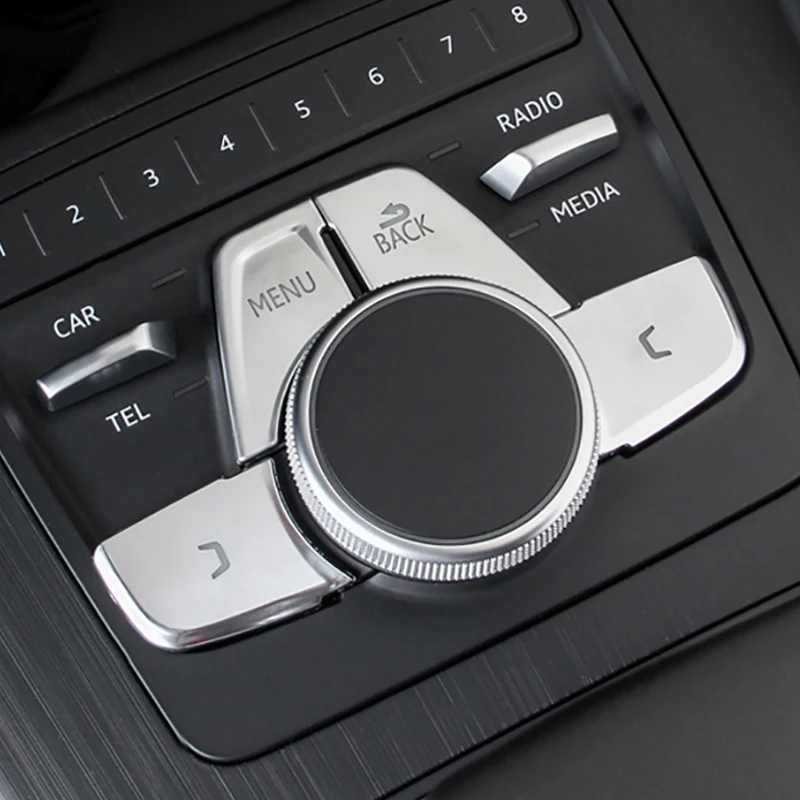 

Car Styling For Audi A4 B9 17-18 A5 2018 ABS Chrome Gear Shift Cover Trim Idrive Multimedia Button Stickers