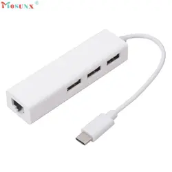 Ловкий USB3.1 Тип-C USB-C к RJ45 Ethernet сетевой адаптер с 3 PortUSB концентратора для Тетрадь 30S7327 Перевозка груза падения