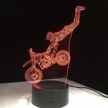 

Acrobatic Motorcycle 3D Lamp 7 Colors Touch Control Led Visual Gift 3D Led Night Light Kids Room Led Lights Lamp Drop Shipping