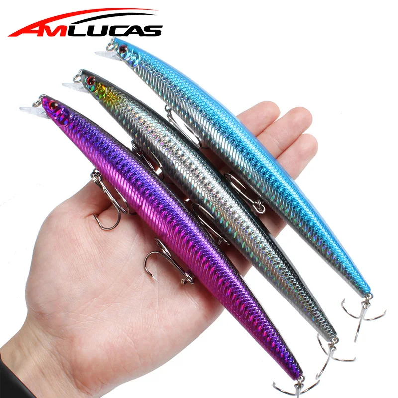 Amlucas большой лазерной Minnow приманки для ловли рыбы 18 см 23 6 г твердая наживка Isca