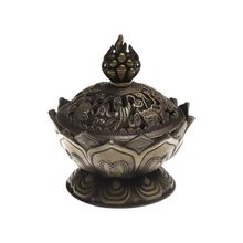 Цинковый сплав, ароматическая горелка, китайский Будда, держатель для благовоний, цветок лотоса, сандаловое дерево, курильница для домашнего офиса, для использования, домашний декор