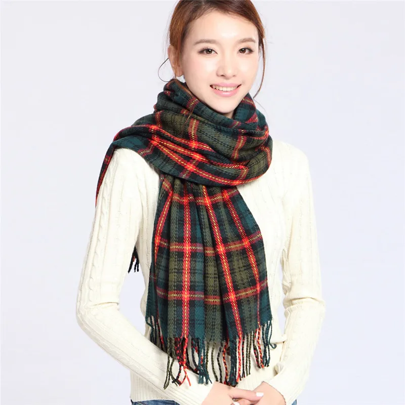 Women Fashion Long Shawl Big Grid Winter Warm Plaid Lattice Large women's scarves handkerchief hijab scarf 40MA0415